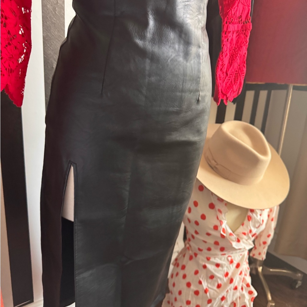 Black Leather High Waisted P/U leather Skirt